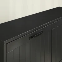 HOMCOM Shoe Cabinet with 4 Flip Drawers, Freestanding Narrow Shoe Storage Cabinet with Adjustable Shelves, Open Back, Black(m-12)