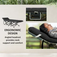 Outsunny 26.8" Wide Folding Bed, Camping Cot for Adults with Cushion, Carry Bag, Max Load 330 LBS, Black(m-5)