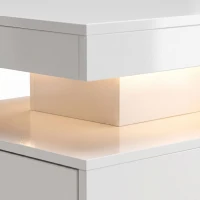 HOMCOM LED Coffee Table with Storage, 2-Tier Modern Center Table with 2 Drawers for Living Room, High Gloss White(m-10)
