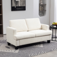 HOMCOM 54.3" Loveseat Sofa, 2 Seater Sofa with Removable Cushions, Small Couch with Wood Frame for Living Room, Cream White