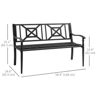 Outsunny Steel Garden Bench for Outdoor, 2-person Patio Bench, Loveseat Furniture for Lawn, Deck, Yard, Porch, Entryway, Black(m-3)