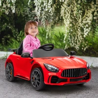 Qaba Mercedes-Benz AMG GTR Licensed 12V Battery Powered Kids Electric Car w/ Remote, Soft Start, Lights, Music Horn, Red(m-8)