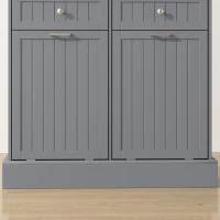 HOMCOM Kitchen Cabinet with Charging Station, 2 Tilt Out Cabinets, Microwave Stand, Freestanding Kitchen Pantry Cabinet, Grey(m-10)