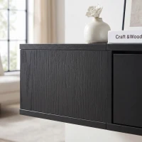 HOMCOM TV Stand with RGB LED Lights, Entertainment Center with Open Shelves for 75 Inch TV, Black Wood Grain(m-10)