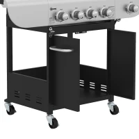 Outsunny 4 Burner Propane Gas Grill with Side Burner, 53,000 BTU BBQ Grill with Cast Iron Grates, Wheels, Warming Rack, Cabinet(m-11)