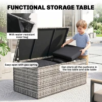 Outsunny 6 Pieces Wicker Patio Furniture Set with Cushions, 7-Seater Rattan Patio Sofa Set with Storage Table, Black(m-7)