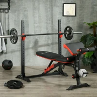 Soozier Adjustable Weight Bench with Squat Rack, Preacher Curl Pad and Leg Developer, Home Gym Bench for Full Body Workout(m-8)