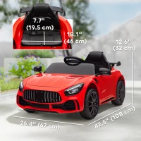 Qaba Mercedes-Benz AMG GTR Licensed 12V Battery Powered Kids Electric Car w/ Remote, Soft Start, Lights, Music Horn, Red(m-3)