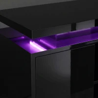 HOMCOM TV Stand for TVs up to 60 Inch, Modern Entertainment Center with LED Lights and Power Outlets, High Gloss Black(m-9)