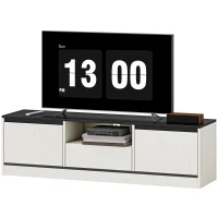 HOMCOM TV Stand for 55-60 Inch TV,  Entertainment Center w/ Cabinets, Shelf, Drawer and Cable Management for Living Room, White(m-2)