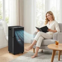 HOMCOM 10000 BTU Portable Air Conditioner with Fan & Dehumidifier Mode, Quiet AC Unit with Remote Control, 24-Hour Timer, Black(m-1)