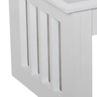 PawHut Deluxe Double Pet Dog Bowl Feeding Station Wooden Stand Pet Feeder Elevated Base Twin Bowls Stainless Steel, White(m-10)