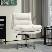 HOMCOM Armless Office Chair, Criss Cross Chair with Adjustable Height & Tilt Function for Home Office, Study, Light Grey