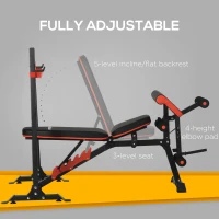 Soozier Adjustable Weight Bench with Squat Rack, Preacher Curl Pad and Leg Developer, Home Gym Bench for Full Body Workout(m-5)