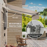 Outsunny 8'x7' Patio Awning Manual Retractable Sun Shade Outdoor Deck Canopy Shelter, Beige(m-4)