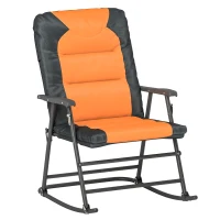 Outsunny 3-Piece Outdoor Foldable Rocking Chair Set, Orange(m-9)