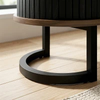 HOMCOM Sideboard Buffet Cabinet with Curved Tambour Doors, Thick Tabletop and Arc Metal Legs Brown and Black(m-9)
