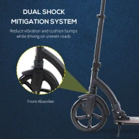 Soozier Teens Adult Kick Scooter Foldable Adjustable Aluminum Ride On Toy For 14+ w/ Shock mitigation system Black(m-6)