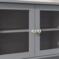 HOMCOM Kitchen Cabinet with Charging Station, 2 Tilt Out Cabinets, Microwave Stand, Freestanding Kitchen Pantry Cabinet, Grey(m-11)