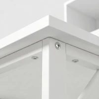 HOMCOM 54" Computer Desk with Drawers, Home Office Desk with Storage, Power Outlets and LED Lights, White(m-9)