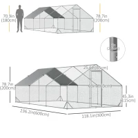 PawHut 9.8' x 19.7' x 6.6' Chicken Coop Cage, Outdoor Hen House w/Cover & Lockable Door(m-3)