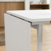 HOMCOM Six-Seater Drop-Leaf Dining Table with Wheels, White(m-9)