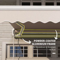 Outsunny 8'x7' Patio Awning Manual Retractable Sun Shade Outdoor Deck Canopy Shelter, Beige(m-6)