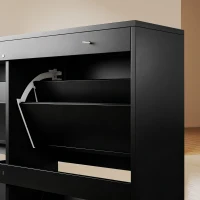 HOMCOM Shoe Cabinet with 4 Flip Drawers, Freestanding Narrow Shoe Storage Cabinet with Adjustable Shelves, Open Back, Black(m-11)