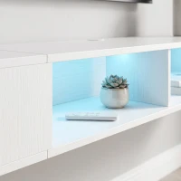 HOMCOM TV Stand with RGB LED Lights, Entertainment Center with Open Shelves for 75 Inch TV, White(m-11)