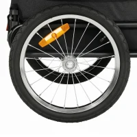 PawHut Dog Bike Trailer, 2-in-1 Dog Stroller with Universal Wheel Reflectors Flag, Grey(m-10)