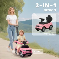 Qaba Land Rover Discovery Licensed 2-in-1 Ride On Push Car with Removable Parent Handle, Under-Seat Storage, Pink(m-4)