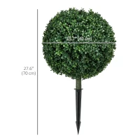 HOMCOM Artificial Boxwood Trees w/ Ground Stake, Set of 2 Ball Shaped Topiary Trees for Home Office & Living Room, UV Resistant(m-3)