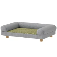 PawHut Pet Sofa, Dog Couch Bed for Small Dogs, Elevated Pet Sofa with Solid Feet for Indoor Kittens, Grey(m-2)