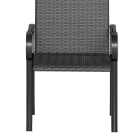 Outsunny 2 Piece PE Rattan Patio Dining Chairs with Steel Frame,  for Garden, Backyard, Pool Side, Porch, Black(m-8)