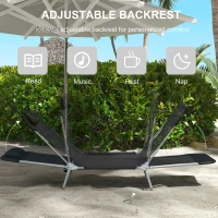 Outsunny Folding Outdoor Lounge Chair Set of 2, Reclining Tanning Chair with 5-Position Adjustable Backrest, Black(m-4)