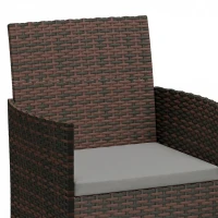 Outsunny Wicker Bistro Set, 3 Piece Patio Furniture Set with 2-Tier Glass Top Table, Cushions for Balcony, Porch, Dark Grey(m-9)