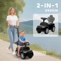 Qaba Land Rover Discovery Licensed 2-in-1 Ride On Push Car with Removable Parent Handle, Under-Seat Storage, Black(m-4)