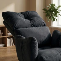 HOMCOM Office Chair with Foot Rest, Ergonomic Reclining Computer Gaming Chair w/ Snow Flannel Fabric, Thick Cushion, Black(m-10)
