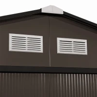 Outsunny 9.1'x6.4'x6.3' Garden Storage Shed w/ Foundation Kit Metal Tool Storage House w/ Double Doors Brown(m-10)