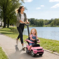 Qaba Land Rover Discovery Licensed 2-in-1 Ride On Push Car with Removable Parent Handle, Under-Seat Storage, Pink(m-8)