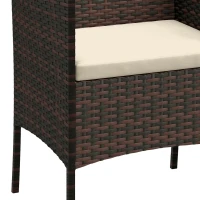 Outsunny Wicker Bistro Set, 3 Piece Patio Furniture Set with 2-Tier Glass Top Table, Cushions for Balcony, Porch, Khaki(m-12)