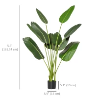 HOMCOM 5FT Artificial Banana Tree Faux Decorative Plant in Nursery Pot for Indoor Outdoor Décor(m-3)