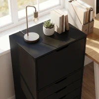 HOMCOM File Cabinet on Wheels Mobile Printer Stand with 5 Drawers for Home Office Black(m-9)