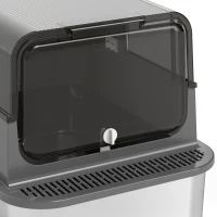 PawHut XXL Stainless Steel Cat Litter Tray, Enclosed Cat Litter Box for Big Cats with High Sides, Scoop, Easy Clean, Black(m-12)