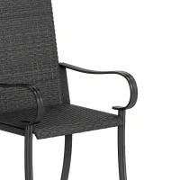 Outsunny 2 Piece PE Rattan Patio Dining Chairs with Steel Frame,  for Garden, Backyard, Pool Side, Porch, Black(m-11)