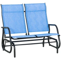 Outsunny Outdoor Glider Bench, Patio Glider for 2 Persons, Blue(m-9)