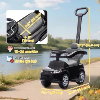 Qaba Land Rover Discovery Licensed 2-in-1 Ride On Push Car with Removable Parent Handle, Under-Seat Storage, Black(m-3)