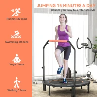 Soozier 45" Foldable Mini Fitness Trampoline, with Adjustable Foam Handle, Orange(m-7)