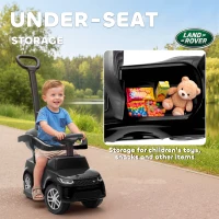 Qaba Land Rover Discovery Licensed 2-in-1 Ride On Push Car with Removable Parent Handle, Under-Seat Storage, Black(m-6)