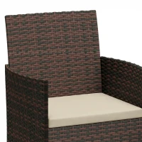 Outsunny Wicker Bistro Set, 3 Piece Patio Furniture Set with 2-Tier Glass Top Table, Cushions for Balcony, Porch, Khaki(m-10)